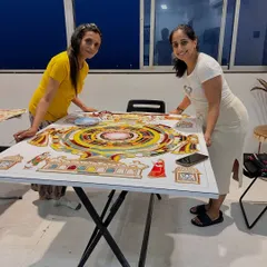 The journey of creating the "Siddha Chakra" with the incredible artist Falguni Shah. Creating spiritual art requires me to be in a calm, focused, and meditative state, free from distractions.