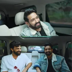 Stills from the "Unfiltered by Samdish" episode with Vikrant Massey, showing the different setups used, including an in-car conversation segment.