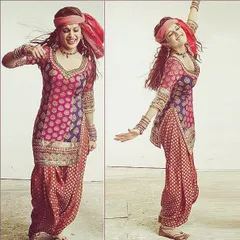 A classic Punjabi-style Patiala suit, perfect for dancing and festive fun. We can create the perfect Patiala with as much volume and flair as you want.