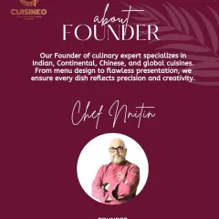 A little about me, Chef Nitin. With a specialization in Indian, Continental, Chinese, and global cuisines, I lead our team from menu design to flawless presentation, ensuring every dish reflects precision and creativity.