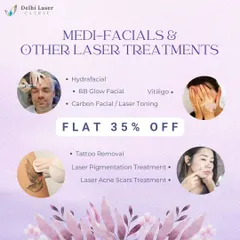 Our summer specials are designed to help you look and feel your best. This graphic details our offers across different categories, including laser hair reduction, medi-facials, and anti-aging treatments.