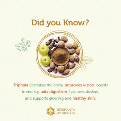 Triphala is one of Ayurveda's most revered formulations. This 'Did you know?' graphic explains its wide-ranging benefits, from detoxifying the body and aiding digestion to boosting immunity, which are all crucial for weight management.