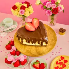 Nothing says "I love you" like Nutella and cheesecake. Our heart-shaped Nutella cheesecake, surrounded by fresh strawberries and roses, is the ultimate Valentine's Day indulgence.