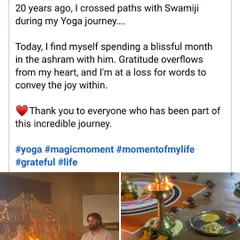 A student reflects on spending a blissful month at the ashram, 20 years after first crossing paths with me. The connections we make on the yoga path are timeless.