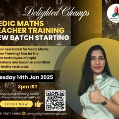 An announcement for a new batch of my Vedic Maths Teacher Training. This image provides all the details for enrollment, including the date and time, for those ready to become certified instructors.
