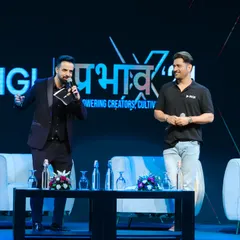 Sharing a moment on stage with MS Dhoni during a panel discussion. My role is to facilitate conversation and maintain a dynamic energy between the panelists and the audience.