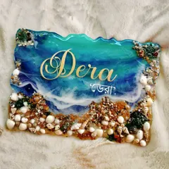 Bringing some ocean vibes to your feed. A custom-designed nameplate with realistic resin waves, sand, and seashells.