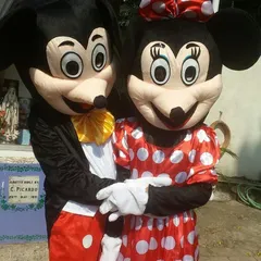 The classic duo, Mickey and Minnie Mouse, are available to book together. These high-quality mascot costumes are perfect for photos and interacting with guests at any kids' birthday party.