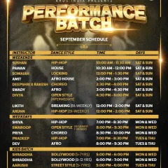 Here is the full schedule for our upcoming performance batches. With weekday and weekend options, plus dedicated kids' classes, there's a spot for everyone ready to commit to the journey.