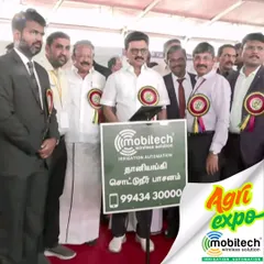 A proud moment for us as the Honourable Tamil Nadu Chief Minister, Mr. M. K. Stalin, visits our stall. He operated our automated drip irrigation system and appreciated how our technology empowers farmers.