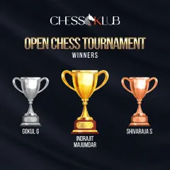 Announcing the winners of our Open Chess Tournament. Congratulations to Indrajit, Gokul, and Shivaraj for their outstanding performances and strategic gameplay.