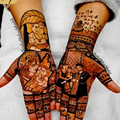 Mehndi is not just for weddings. I create special, personal designs for every big moment in your life, like this baby shower mehndi celebrating the mom and dad to be, with blessings from Lord Ganesha.