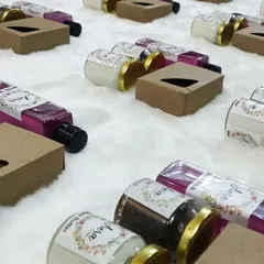 A closer look at the individual return gift sets. Each one contains a thoughtful selection of my best-selling organic bath and body products, perfect for saying thank you to your guests.