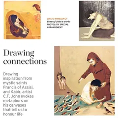 A press feature on the work of C.F. John, an established artist who draws inspiration from mystic saints like Francis of Assisi and Kabir. I provide a platform for artists at all stages of their careers, honoring those with a long and respected practice.