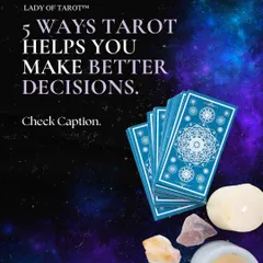 Here are five ways tarot helps you make better decisions. It highlights what you're ignoring, reveals energetic blocks, shows potential outcomes, helps separate fear from intuition, and brings subconscious thoughts to light.