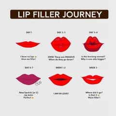 Many clients feel nervous about what to expect after getting lip fillers. This chart explains the normal healing process, from initial swelling to the final, settled result. I always talk you through this so you know what to expect each day.