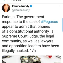 My immediate reaction to the government's response on the use of Pegasus. The illegal hacking of phones belonging to judges, lawyers, and opposition leaders is a direct assault on the foundations of our democracy.