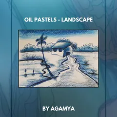 Another beautiful blue landscape, this time by Agamya using oil pastels to create rich texture.