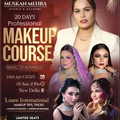 Announcing my 20-day professional makeup course, from basic to advance. This comprehensive course covers everything from theory to hands-on practice, including airbrush makeup.