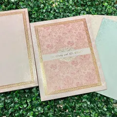 A duplicate of ID 82, 83, and 84, this pastel invitation set shows the different colored inserts we can create for your various functions.