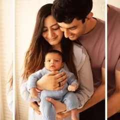 An intimate portrait of a new family, with the mother holding the baby while the father looks on lovingly. We focus on capturing genuine emotion and connection.