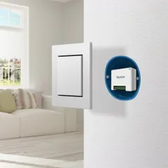 Our retrofit installation is non-invasive. This graphic illustrates how the Wynbee smart module is installed directly inside your existing wall box, connecting to your current wiring to make any standard switch an intelligent one.