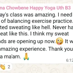 "Today's class was amazing... I started sweating like hell." A message from a student after a challenging class. This is the kind of effort that leads to real transformation.