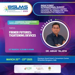 Dr. Abhay Talathi has been invited as a speaker at India's First International Summit on Lasers and Energy-Based Devices (BSLMS 2025). He will be delivering a lecture on "Firmer Futures: Tightening Devices," sharing his expertise on pioneering technologies in face and body contouring.