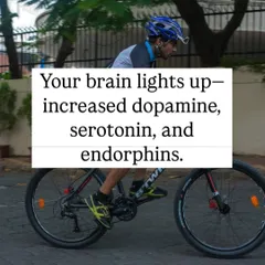 As you pedal, your brain lights up. It releases a cocktail of feel good chemicals like dopamine, serotonin, and endorphins that naturally boost your mood and reduce feelings of stress.