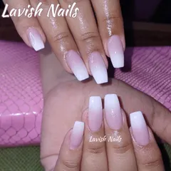 Another beautiful example of the classic Baby Boomer ombre on medium-length square nails.