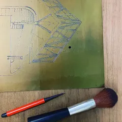 The process of zinc plate etching, a form of printmaking, is very similar to my architectural process. It involves drawing, carving, and revealing an image, a slow and deliberate act of creation.