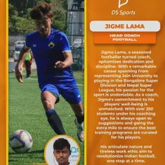 This is our Head Football Coach, Jigme Lama. As a seasoned footballer who played in the Bangalore Super Division, he brings unmatched passion and dedication to training over 250 students.