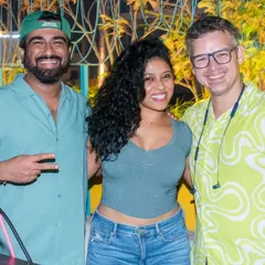 Three key people behind the music and the vibe! It's always great to connect with fellow artists and friends on the dance floor.