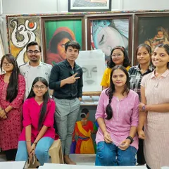 A group of students after a successful pencil shading workshop. We foster a collaborative and encouraging environment for artists at all levels.