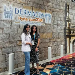 With a colleague at Dermacon 2024. These conferences provide a platform to discuss complex cases and learn from the experiences of other experts in the field.