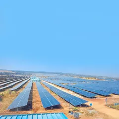A ground-level perspective of our first large-scale open-access plant, the 43.5 MWp Project Nayaka in Chitradurga, Karnataka. Since 2017, this plant has generated over 470 million units of green energy, marking a key milestone in our journey.