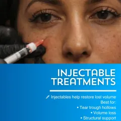 Injectable treatments, particularly hyaluronic acid fillers, are the foundation for correcting volume loss under the eyes. They are best for restoring structure in tear trough hollows, providing support where the skin has thinned and sunken over time.