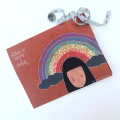I created this birthday card for a little girl, taking inspiration from one of my journal entries. The design features a doodled rainbow over a simple illustration, with a hand-lettered wish.