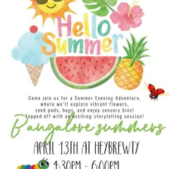 This was the announcement for our very first playdate, a 'Hello Summer' evening adventure at Heybrewty. These small group sessions are perfect for parent-child bonding and making new friends in the community.