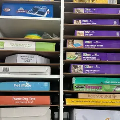 Welcome to my puzzle library. I believe every dog should have access to a variety of brain games without their parents having to buy dozens of expensive toys. This library allows you to rent different puzzles to keep your dog challenged and engaged.