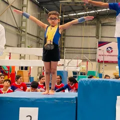 Our youngest gymnast, Saurvik Khanna, on the podium after winning an incredible six silver medals at the All India Level Gymnastics Competition in Pune. A huge achievement for a rising star.