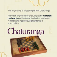 The origin of chess begins with Chaturanga, an ancient Indian game that mirrored real warfare with elephants, chariots, and kings. We delve into the strategy of these timeless games in our workshops.