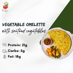 Kickstart your day with my nutritious Vegetable Omelette. It's packed with 21g of protein, fresh ingredients, and served with sautéed vegetables, making it the ultimate all day breakfast option.