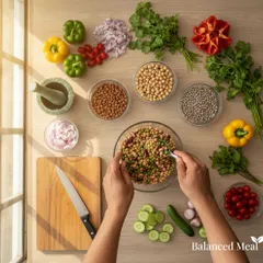 Everything starts with fresh, high-quality ingredients. This is a glimpse of how I design your meals, combining colorful vegetables, legumes, and fresh herbs to create a balanced and nutritious plate. We never use frozen or processed items.