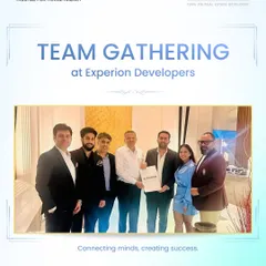 Our team during a gathering at Experion Developers. Strong partnerships with leading developers are key to our success, allowing us to exchange ideas and explore new possibilities for our clients.