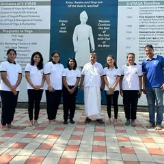 Another photo from the S-VYASA university, a world-renowned yoga institution. My connection to this lineage ensures that my teaching methods are authentic, safe, and effective.