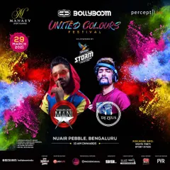 The official poster for the "United Colours Festival," a massive Holi event where I performed alongside top celebrity DJs.