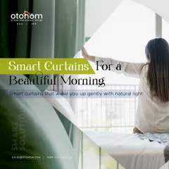 Wake up gently with natural light. Our smart curtains can be scheduled to open automatically in the morning, creating a beautiful start to your day without a jarring alarm.