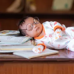 Even the tiniest scholars need a nap. This creative newborn portrait showcases how I use simple, charming props like these glasses to create a unique and memorable image.