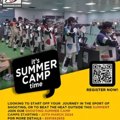 An advertisement for my summer camps at the Panvel and Vashi locations. The image shows a full range of young shooters in action, giving parents an idea of the professional and engaging environment I provide.